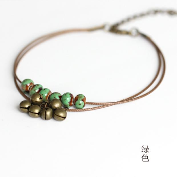 [khí chất làm đẹp] Thời trang Hàn Quốc hai lớp vòng chân gốm đơn giản vòng tay handmade đặc biệt thủ công 57 - Vòng chân lắc chân nữ titan