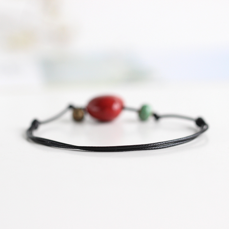 [Trái tim màu đào] đơn giản phổ biến handmade DIY gốm handmade vòng chân cô gái trang sức nhỏ bán trực tiếp 170 lắc chân nữ bạch kim