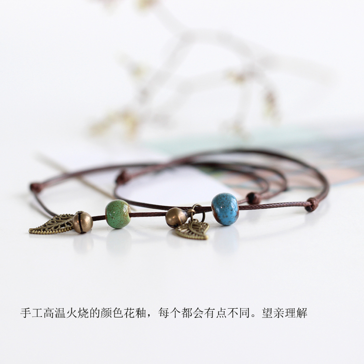 [Light shoal] dệt kim đơn giản thời trang dân tộc phong cách tươi mới và phổ biến vòng chân nữ - Vòng chân những mẫu lắc chân đẹp nhất