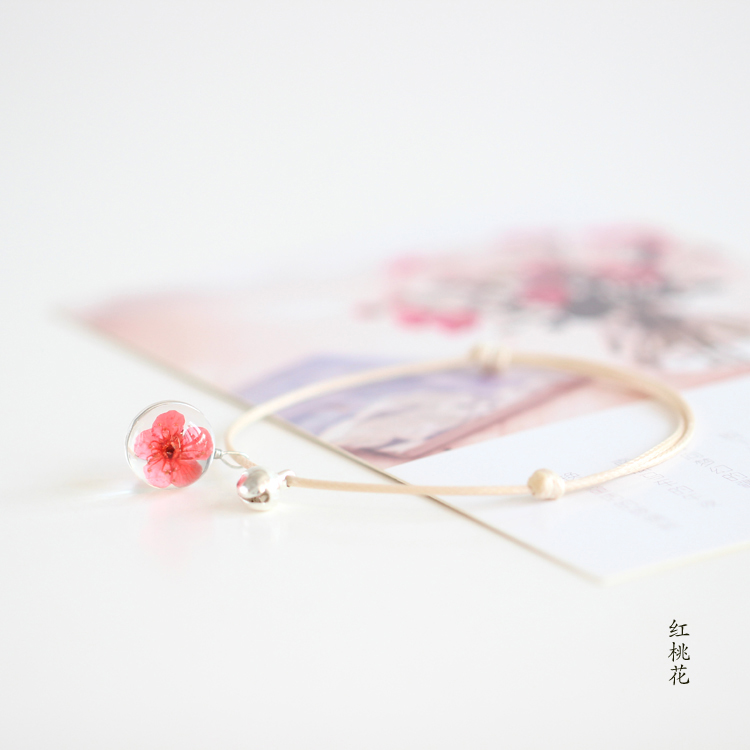 Đơn giản Sen thủ công hoa thủy tinh mẫu vòng tay nhỏ tươi tối giản thời trang văn học bạn gái cặp đôi trang sức 619 vòng tay lv