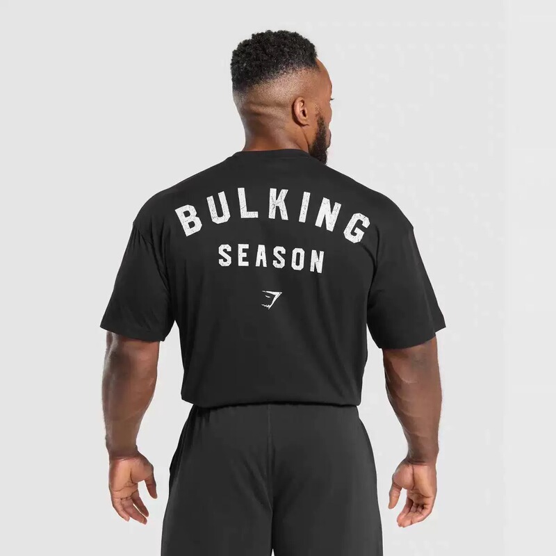 Gymshark Bulking Muscle-Building Period Short-Sleeved Men's and Women's American-Style Sports Casual Loose Breathable Round-Neck Cotton T-Shirt