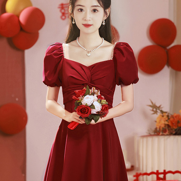 open lace back dress Not That Easy Red Beaded Party Mini Dress - US 4