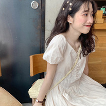 Tea break French knee-length dress with a sense of niche design waist and thin temperament salty and sweet street-length skirt women