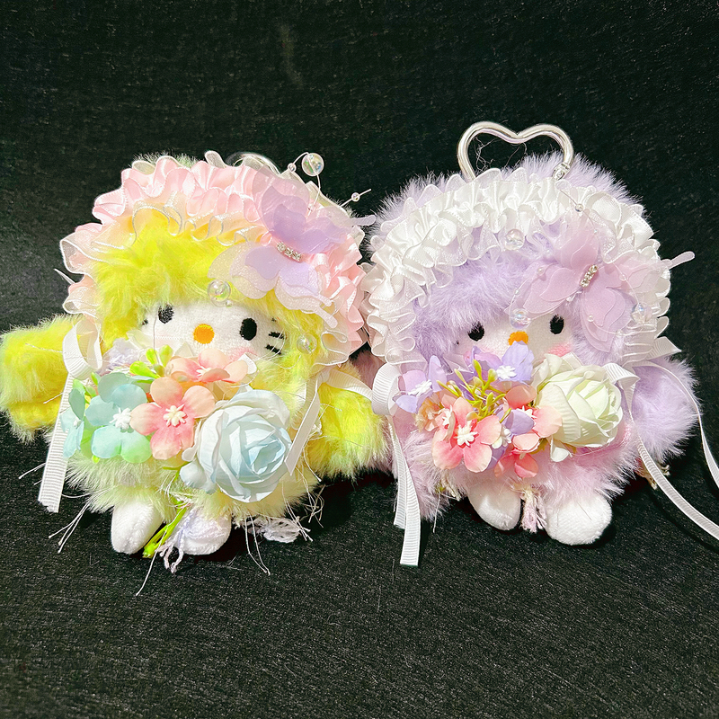 Sanrio Genuine Kt Plush Pendant Cute Spring Wedding Kitty Girly Keychain Bag Charm