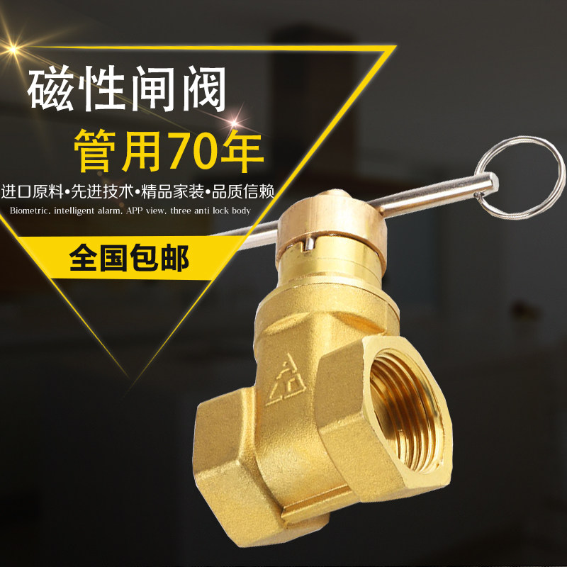Anlida Magnetic lock with lock copper gate valve 4 points DN15 Water meter front copper valve with lock gate valve magnetic key