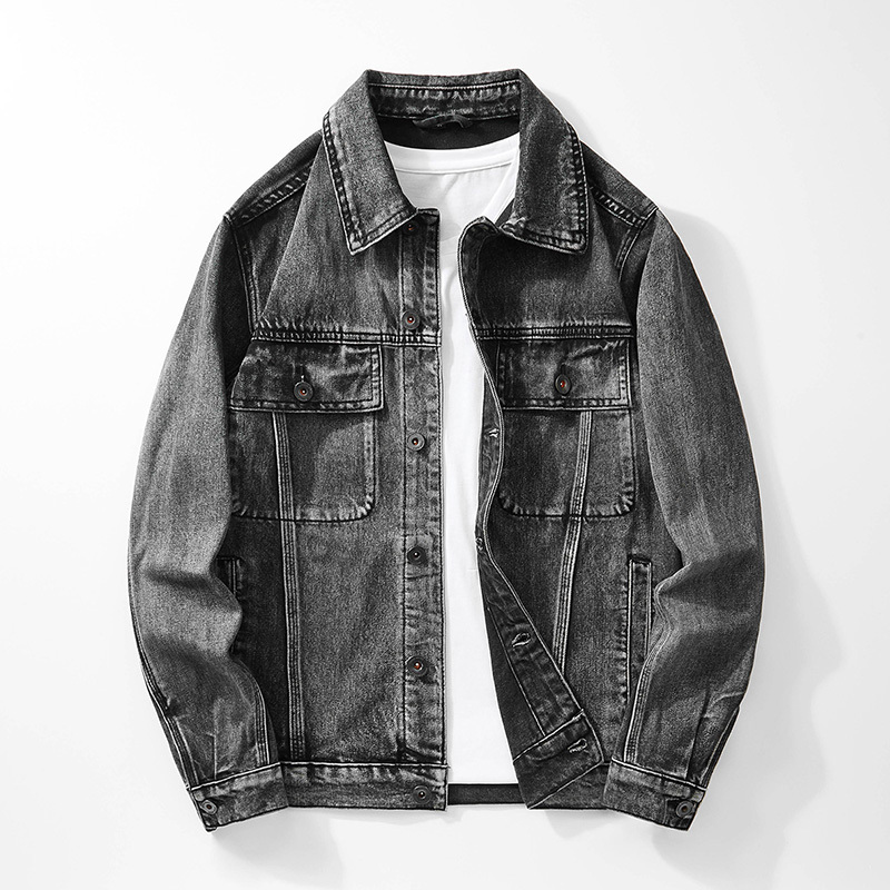 Men's Denim Jacket 2026 Spring and Autumn Style Trendy American Loose Fit Oversized Workwear High-End Popular Denim Clothing
