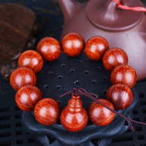 Indian leaflet red sandalwood with smooth grain full cow hair pattern hand string chain Buddha beads