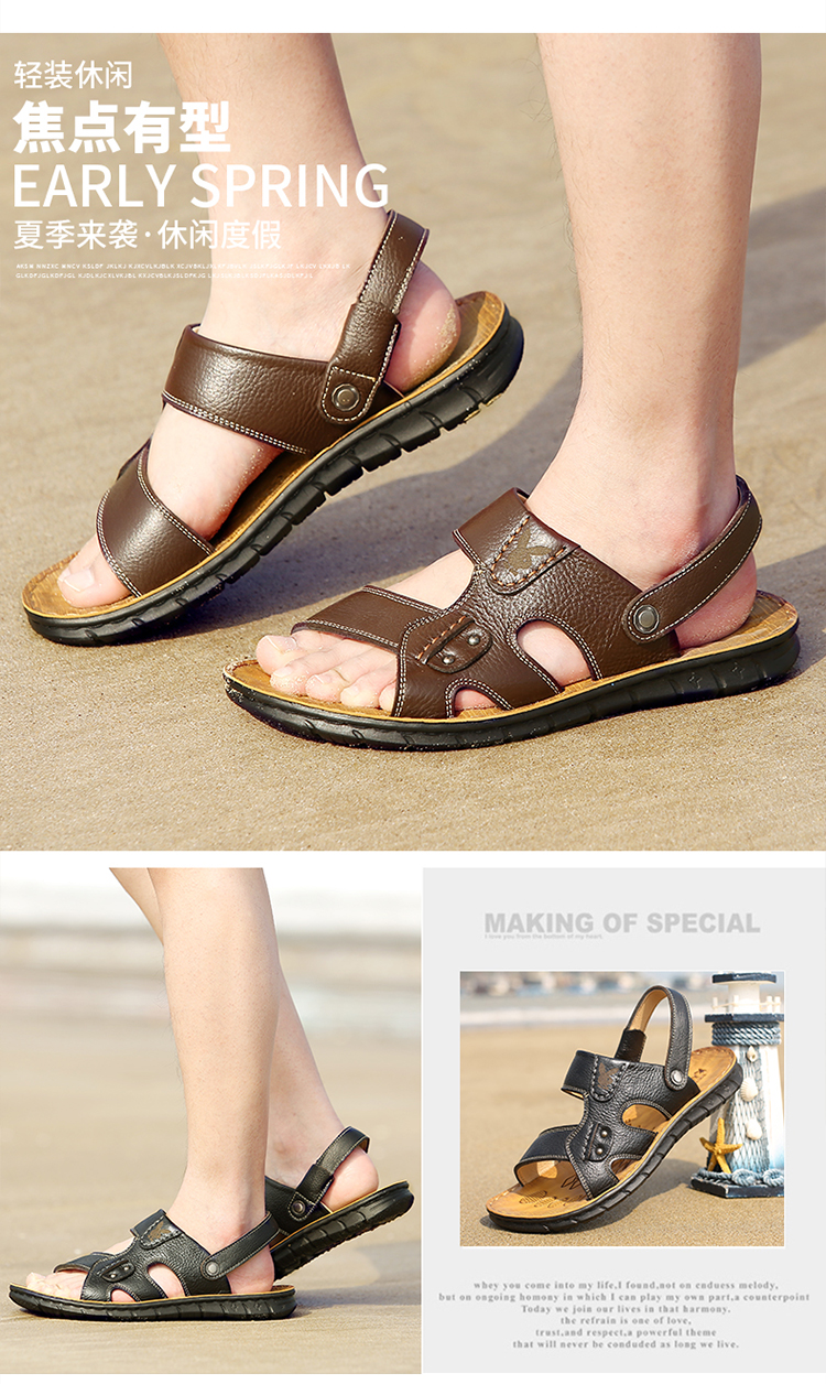 Playboy sandal nam 2018 mới hè nam đi biển đi giày da mang dép hở ngón và dép nam sandal adidas nam