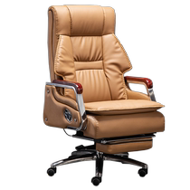 Genuine Leather Boss Chair Business Massage Large Class Chair Solid Wood Office Chair Can Lie Liftable Swivel Chair Home Chair Computer Chair