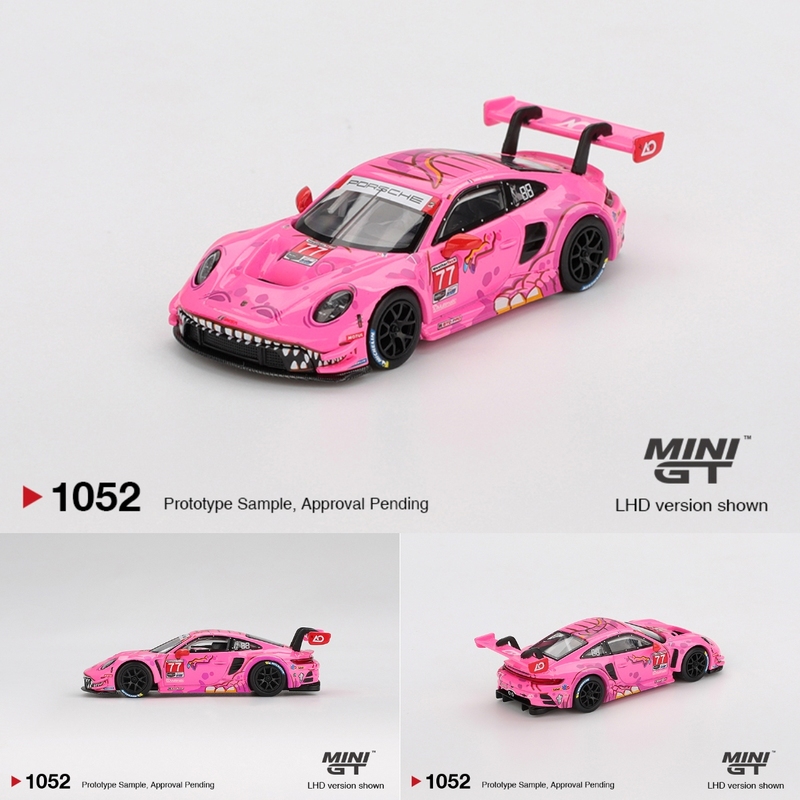 Minigt 1:64 Porsche 911 Gt3 R No. 77 Pink Tyrannosaurus Rex Alloy Car Model 1052