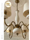 Dige French-Style All-Copper Living Room Chandelier, Ceramic American Retro Bedroom Living Room Dining Room Chandelier, Creative Bedroom Chandelier