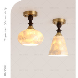 All-Copper Shell Corridor Light, French Vintage Style, American Cream Style, Small Entryway Foyer Balcony Ceiling Light
