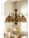 Dige French-Style Retro Painted Rose Pearl Chandelier Bedroom Dining Room Chandelier Creative Floral Designer Lighting Fixtures