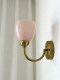 French Romantic Pink Glass Wall Lamp, Iron Art Light Luxury Living Room, Bedroom, Dining Room Wall Lamp, Warm Princess Room Lighting Fixtures