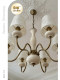 French-Style Creative Shell-Shaped All-Copper Ceramic Chandelier, American Retro Bedroom, Living Room, Dining Room Chandelier, Vintage High-End Lighting
