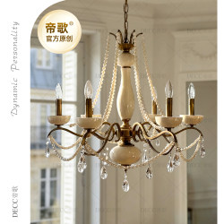 French-Style Vintage All-Copper Ceramic Crystal Chandelier for Bedroom, Dining Room, Living Room, Pastoral Style Chandelier, American-Style Cozy Lighting Fixtures