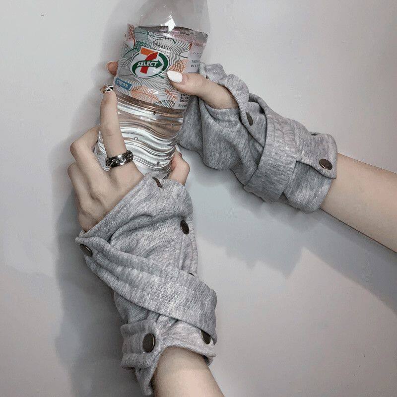 Punk-inspired, versatile, Instagram-worthy fingerless gloves; Harajuku style, super cool, for couples, hip-hop, street dance, fingerless sleeves, trendy student/boy/girl gloves.