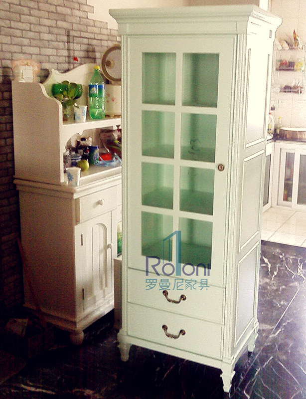 Beijing Solid Wood Furniture Customized Mediterranean style European pastoral manufacturer Direct Sales Cabinet Wine Cabinet