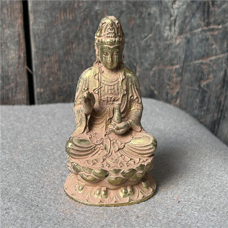 Antique handcrafts Exquisite Bronze Ware Pendulum with Golden Buddha Bag Pulp Mellow Thickness Connoisseurate collection Jiapong-Taobao