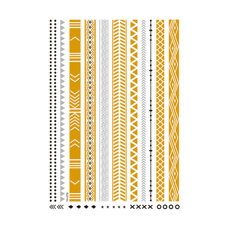 Metallic Gold and Silver Colorful Bracelet Waterproof Long-Lasting Sexy Glitter Arrow Tattoo Sticker Fake Tattoo Metallic Gold and Silver Colorful Bracelet Waterproof Long-Lasting Sexy Glitter Arrow Tattoo Sticker Fake Tattoo