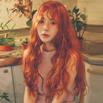 Korean wig female long curly hair big wave fluffy Net Red Anchor bright orange fake hair corn Beard Instant Noodles Hot long hair