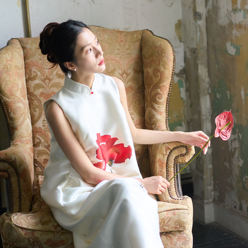 Echo Official Bride's New Chinese Style Cheongsam'Willow Leaf Vase' Maternity Photoshoot Engagement Wedding Toasting Dress Echo Official Bride's New Chinese Style Cheongsam'Willow Leaf Vase' Maternity Photoshoot Engagement Wedding Toasting Dress