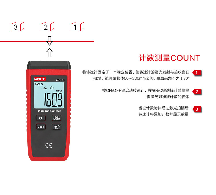 UT373 Non-contact Tachometer Mini Type Speedometer High Precision Digital Display Laser Tachometer