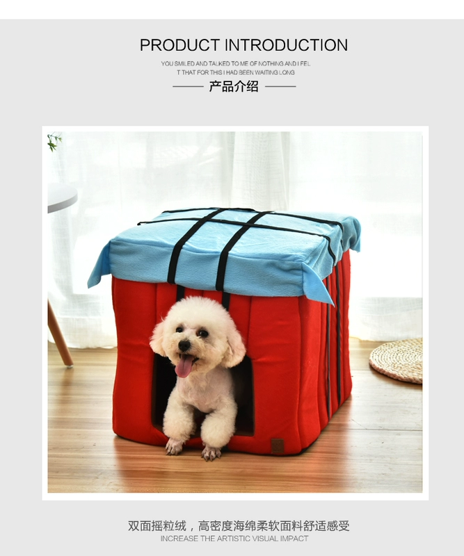 Mèo đỏ tổ bốn mùa phổ quát khép kín mèo nhà mèo biệt thự kiểu nhà Teddy pet doghouse mùa đông ấm áp - Cat / Dog hàng ngày Neccessities khay đựng đồ ăn cho chó	