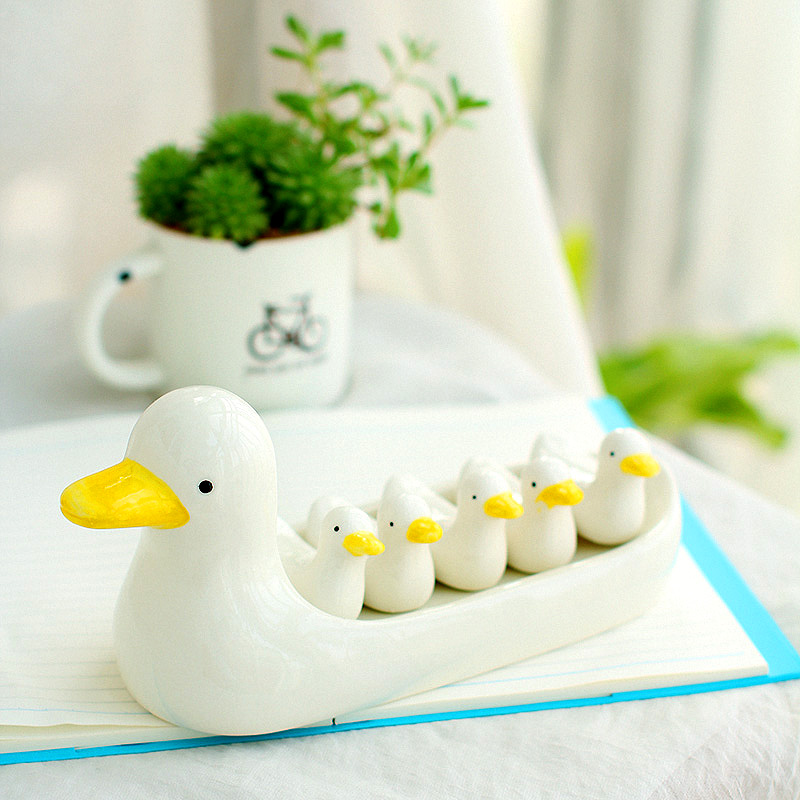 Ceramic 1987 zakka tableware groceries ceramic cute duckling chopsticks ornament home furnishings set