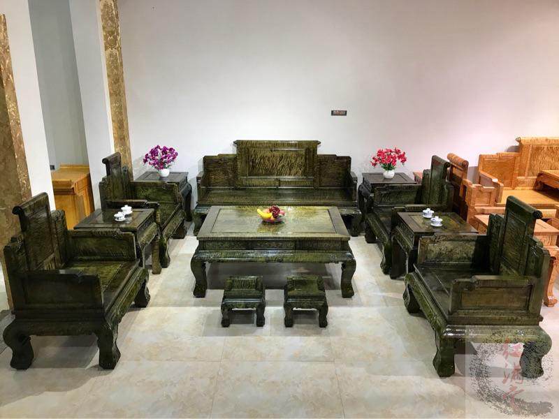 Jinsinan sofa imitation gloomy wood ebony solid wood scroll sofa double new Chinese sofa mahogany furniture