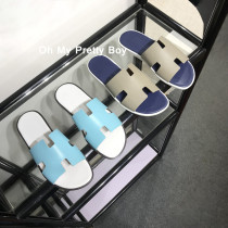 Slippers men wear drag leather sky blue 2022 new summer men's slippers outdoor tide ins