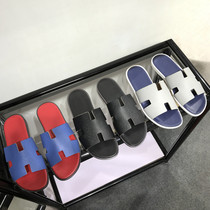 Slippers men wear 2022 new summer leather white blue brown black outdoor men's sandals drag