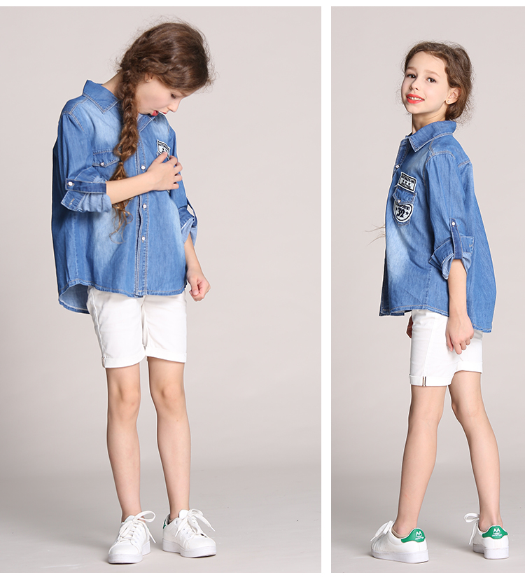 Chemise fille à manche longue en toile - Ref 2084871 Image 13