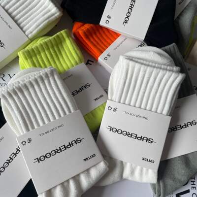 One-needle double-thread men's summer mid-calf pure white socks, thin solid color cotton sweat-absorbing long calf