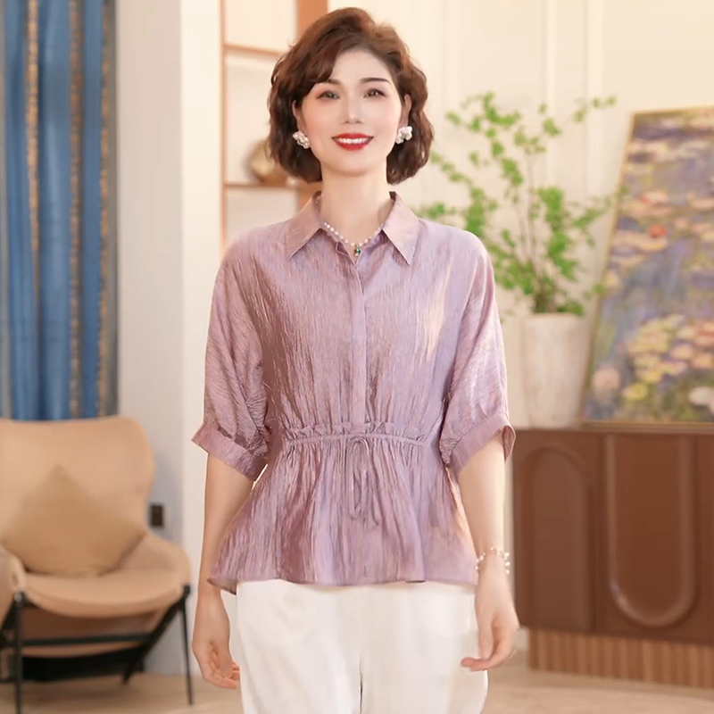 Middle-Aged Mother's Summer Shirt Set 2026 New Fashionable and Stylish Middle-Aged and Elderly Women's Loose Two-Piece Set