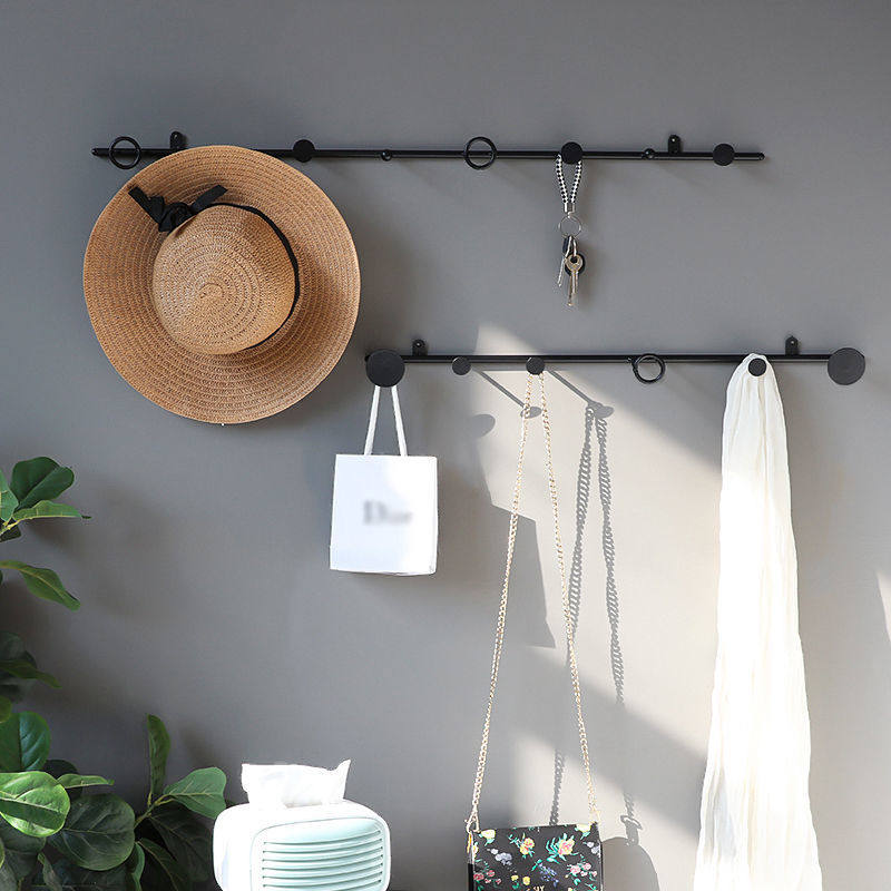 Modern European style black iron art decoration hook wall Xuanguan door rear key hanging clothes hanger creative wall-mounted storage