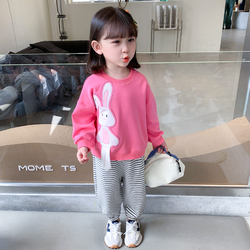 Online Red Girl Suit Spring Autumn 2022 New Spring Clothing Children's Baby Girl's Clothing Children's Clothing Two Sets