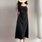 Черное летнее платье, приталенный корсет, длинная юбка