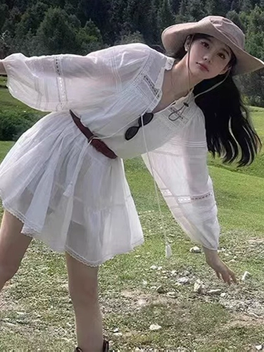 Тонкий белый лонгслив, летнее этническое платье, этнический стиль