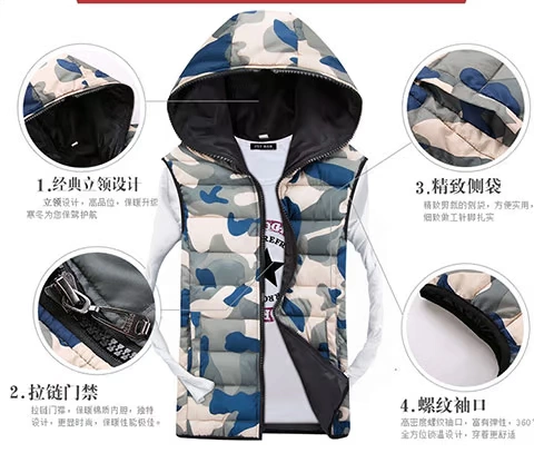 [Đặc biệt hàng ngày] mùa thu đông mẫu đôi vest ngụy trang xuống áo vest cotton nữ phiên bản Hàn Quốc của áo vest cotton trùm đầu áo phao lông vũ nữ