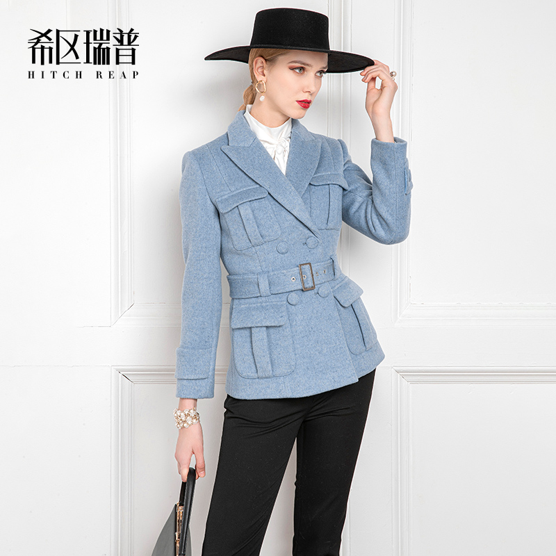 HeathRy-High-end Tính Top 2020 mùa thu ăn mặc mới len tinh khiết Vintage Suit-Style Fur Coat Woman