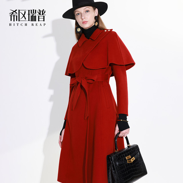 Hitch Rip high-end pure wool coat 2023 new autumn and winter retro beautiful cape shawl double-sided woolen coat