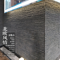 Flywater stone curtain wall cultural brick TV background wall outdoor Black cement wall cultural fossil Villa exterior wall brick