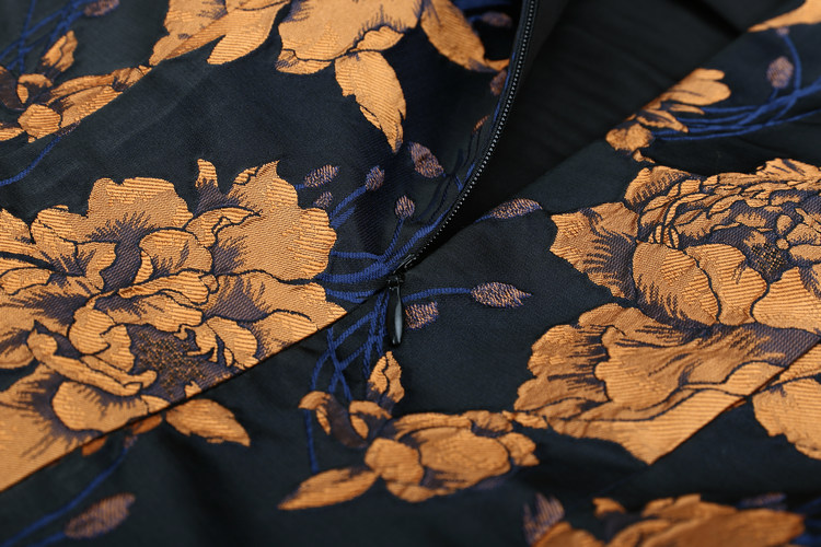 Dan Mu Niel 2017 mùa xuân mới đi lại bảy điểm tay áo đầm jacquard Slim là mỏng Một từ váy 5208A váy đầm thu đông