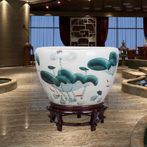 Jingdezhen porcelain goldfish bowl Large koi turtle bowl Bowl Lotus cylinder Calligraphy and painting cylinder Home decoration