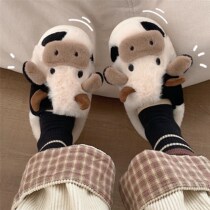 2022 New Winter Cartoon Cotton Cotton Slippers Ladies Plus Velvet Thickened Warm Thick Bottom Home Fur Shoes Womens Models