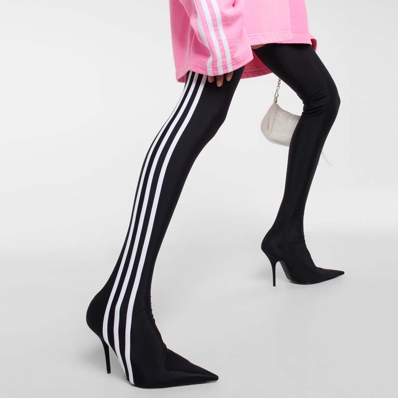 European and American New Style Pointed Toe Three-Stripe Elastic Boots, Sexy Over-The-Knee Slim-Leg Stiletto High Heels, Plus Size Shoes European and American New Style Pointed Toe Three-Stripe Elastic Boots, Sexy Over-The-Knee Slim-Leg Stiletto High Heels, Plus Size Shoes
