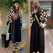 Pregnant women dress fashion and tide mom autumn and winter suit 2022 new Han version of the net red loose and small fresh two sets