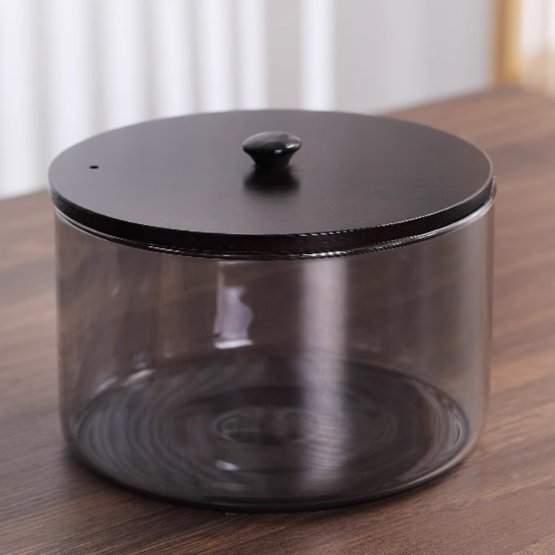 Heat-Resistant Glass Sterilizer, Electric Ceramic Stove, Boilable Cup Cylinder, Small Tea Wash Basin with Lid, Water Washing Tea Residue Glass Bowl