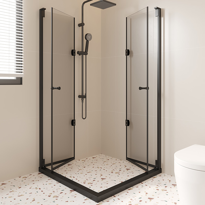 Customized L-type folding door shower room small household bathscreen simple overall bathroom glass dry and wet separation partition
